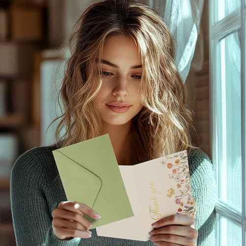 Thank You Cards with Envelopes, 50 Pack Thank You Cards Bulk Blank Card Notes with Envelopes & Stickers 4x6 Inch Greeting Card for Wedding, Baby Shower, Graduation, Bridal Shower, Business,Birthday