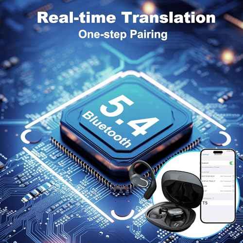Wireless Earbuds Translation Earbuds Real Time with 144 Languages, OWS 3 in 1 Ai Translator Earbuds with HD Sound, Long-Lasting Battery, IPX5 Waterproof Bluetooth Headphones for Sports/Travel, Black