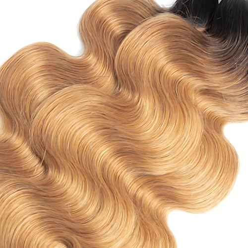 1b/27 Human Hair Bundles Ombre Body Wave Bundle 10 12 14 Inch Brazilian Unprocessed Virgin Remy Double Weft 3 Bundles Human Hair Blonde Ombre