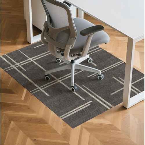 Office Chair Mat for Hardwood & Tile Floor and Carpet, 47" x 35" Desk Chair Mat with Modern Grey Geometric Line Design, Anti-Slip Computer Chair Carpet for Home Office, Study Room, Bedroom