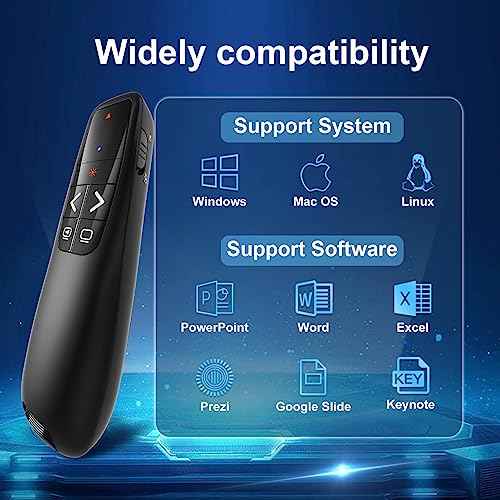 (2 Units) Wireless Presenter Remote, Clicker for Laptop PowerPoint Presentations Pointer, RF Computer Clicker for Presentations Remote, Slideshow/Smartboard/College/Classroom/PPT Clicker