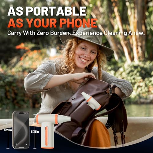 Compressed Air Duster, Powerful Electric Air Duster Stepless Speed 130000rpm, Fast Charging Rechargeable Air Blower, Cordless Portable Turbo Jet Fan for Computer Keyboard, Electronics, Car.