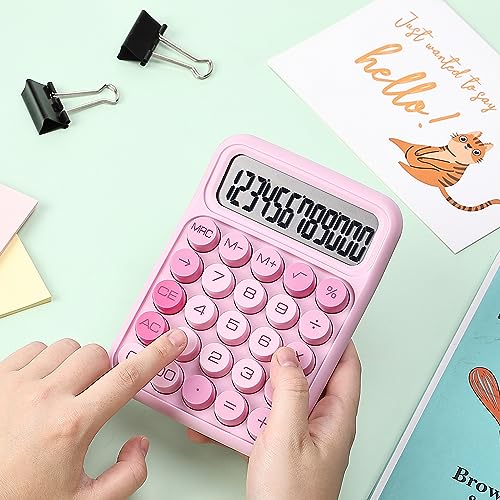 Pink Mechanical Switch 12-Digit Calculator with Large LCD - Mr. Pen