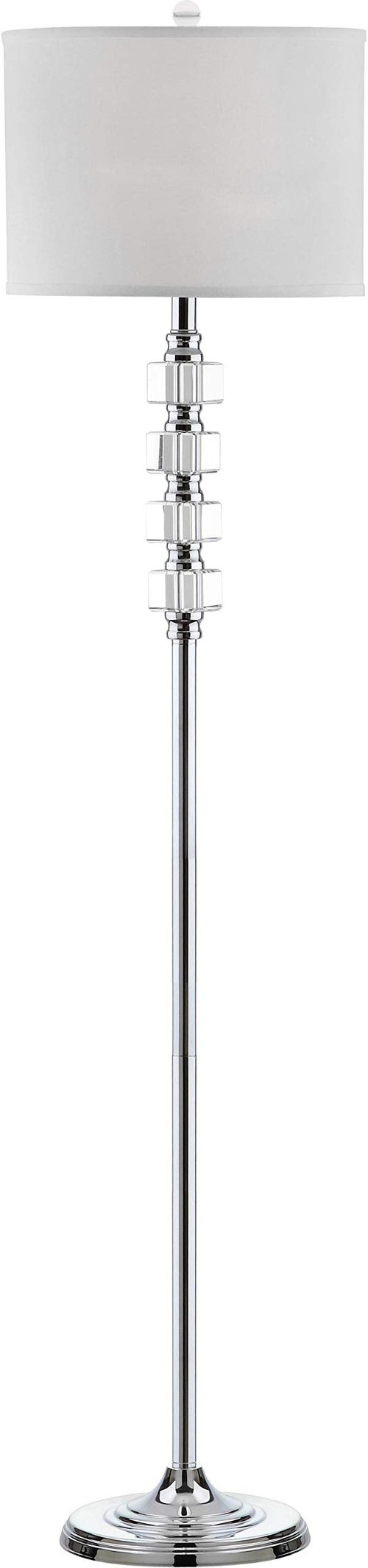 SAFAVIEH Lighting Collection Lombard Street Clear Crystal/ Chrome 60-inch Living Room Bedroom Home Office Standing Floor Lamp (LED Bulb Included)