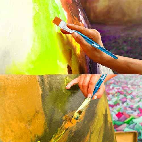 1 inch Flat Paint Brushes for Acrylic Painting£¬3 PCS Large Acrylic Paint Brush Bulk£¬Fabric Paintbrushes Craft Brush£¬Artists Paintbrush for Watercolor Oil Rock Face Body Art Canvas (3)