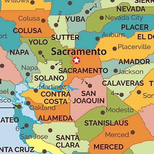 California Counties Map - Large - 48" x 43.25" Paper