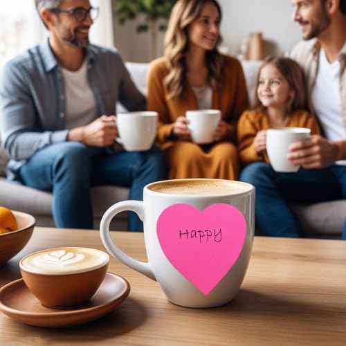 9 Pads Heart Sticky Notes, 3x3 in, 82 Sheets/Pad, Cute Bright Color Heart Shaped Sticky Notes Strong Adhesive Post, Clean Removal