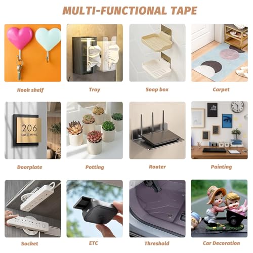 Double Sided Tape Heavy Duty, Nano Double Sided Adhesive Tape, Clear Mounting Tape Picture Hanging Adhesive Strips (9.85FT) 2mm Thickness x 20mm Width