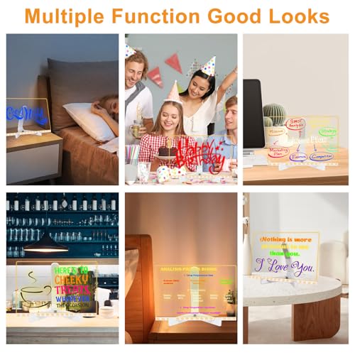 Led Note Board with Colors, 11.8 X 7.9¡± Acrylic Dry Erase Board with Light, Light Up Dry Erase Board with Adjustable Stand, Led Board White Board with 14 Pen for Office School Home