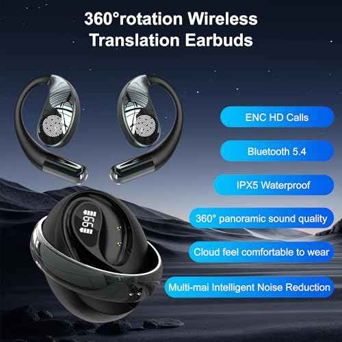 AI Translation Earbuds Real time-150 Language Translator Earbuds,Audifonos traductores ingl?s espa?o,3 in 1 Translating Device, Translate Ear Buds for Travel/Business/Meetings/Learning (Black)