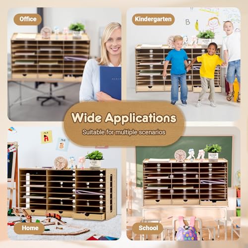 Wooden Classroom Mailboxes with 24 Slots, Student Organizer & Storage Cabinet