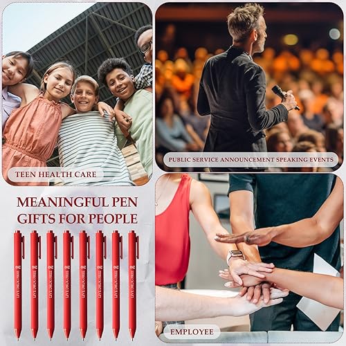 Cholemy 400 Pcs Red Ribbon Week Ballpoint Pens Live Drug Free Red Ribbon Awareness Pens Bulk Black Ink Retractable for Volunteer Fundraising Charity Event Party Favors Activity Supplies