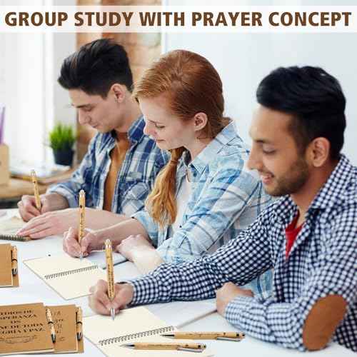 60 Pcs/30 Sets Regalos Cristianos En Espa?ol Spanish Christian Notebooks with Pen Spanish Religious Gift Bulk Motivational Journals Inspirational Pen Thank You Gift for Church (Kraft Color)