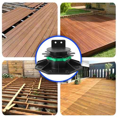 12Pack Upgraded Adjustable Deck Support Pedestal£¬Deck Foundation Base Support £¬Adjustment Raising from 1-9/16" to 2-3/8"£¬with Fastener Ring for Maximum Stability£¬Flooring Joist Supports£¬Black