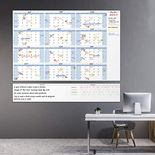 CLEVER CLEAN Large Dry Erase Wall Calendar - 48"x58" 12-month 2025 Undated Yearly Calendar for Home, Office, School Projects - Jumbo Laminated Task Organizer