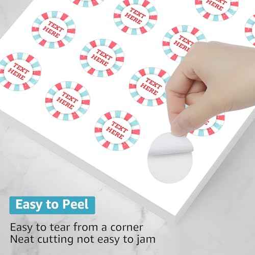 MaxGear 1.5" Round Sticker Labels, for Inkjet or Laser Printer, Matte White Printable Labels Sheets, Strong Adhesive, Dries Quickly, Holds Ink Well, 30 Sheets, 600 Pcs