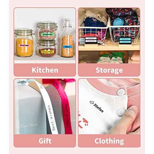 Phomemo Label Maker Machine with Tape, P12 Portable Bluetooth Label Maker Thermal Mini Label Printer with Multiple Templates for Home, Office, Kitchen, Storage, Organizing, Pink