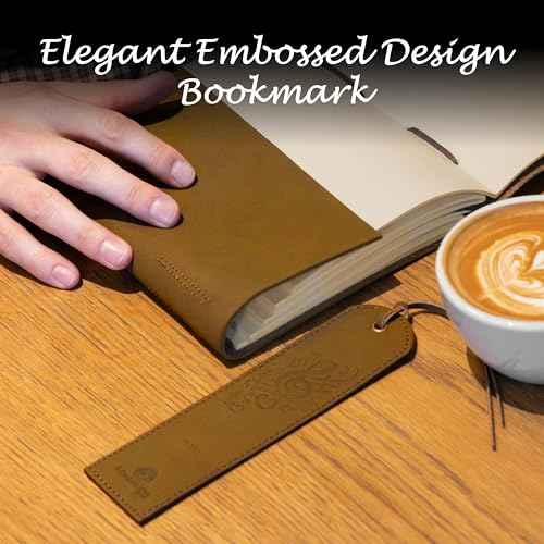Sovereign-Gear Leather Journal Gift Set ? Embossed Music Notes Design - Handmade Buffalo Leather Notebook with Pen & Bookmark - Vintage 8x6¡± Unlined Writing Journal for Men & Women in Premium Gift Box