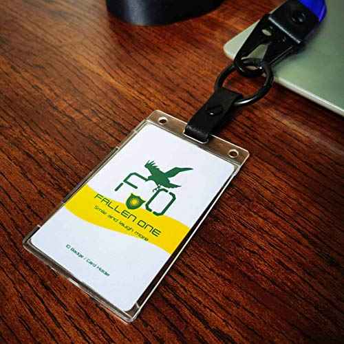 Fallen One 50 Pack Hard Plastic Badge Holders Vertical ID Card Protector with Thumb Slot for Office,School