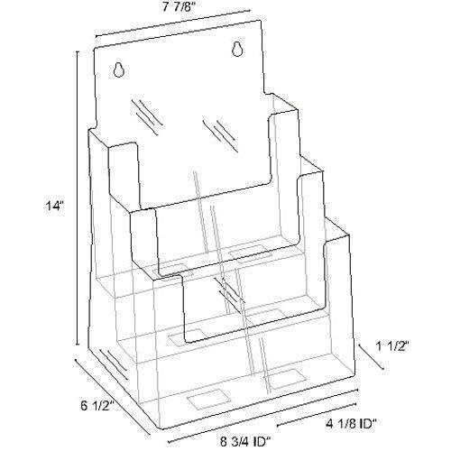 Dazzling Displays Clear Acrylic Brochure Holder, Fits 8.5 x 11 Inch Material, 3-Tier Multi-Pocket Brochure Display Stand for Business, Office, Trade Shows