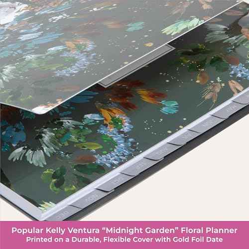 Blue Sky Kelly Ventura 2026 Weekly and Monthly Planner Calendar, January 2026 - December 2026, 8.5" x 11", Flexible Cover, Laminated Tabs, Durable Twin Wire Binding, Storage Pocket, Midnight Garden