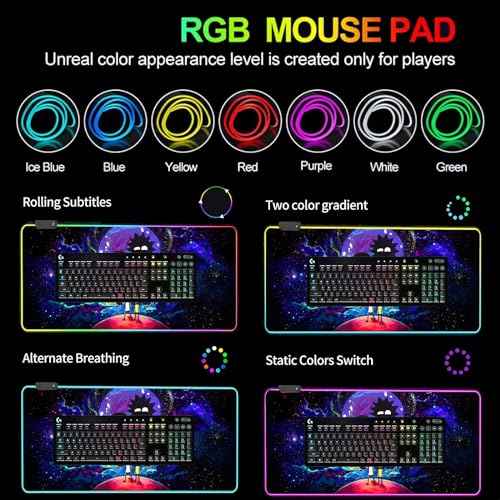 Large RGB Gaming Mouse Pad Anime Night Sky Space Stars Desk Pad,Mousepad Non-Slip Rubber Base with 12 Lighting Modes,Desk Accessories,Office Decor,Computer Keyboard Mat Soft Mouse Mat 31.5X15.7 inches