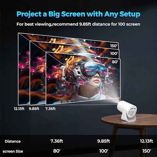 Mini Projector with WiFi and Bluetooth, Portable Movie Projector support 4K, Electric Focus, 210¡Æ Rotatable Stand, 150'' Screen Home Cinema Smart Projector for Phone, PC, HDMI USB, Laptop