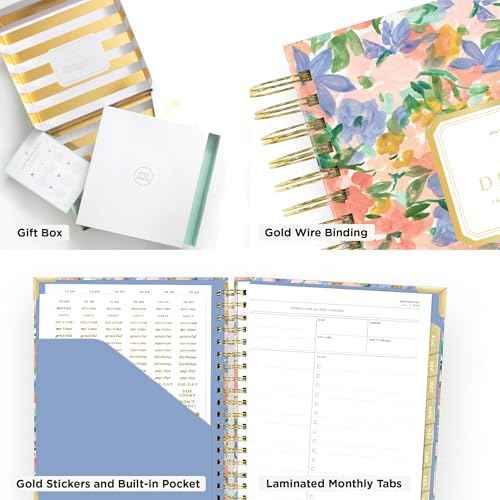 Day Designer 2025-2026 Daily Planner ? Premium Planner for Stylish Organization. Combines Monthly Calendar, Hourly Schedule, To-Do List, Gratitude, Goal Setting, Inspirational Quotes, Stickers & More. Elegant laminated Cover with Gold Accents (Lorelei)