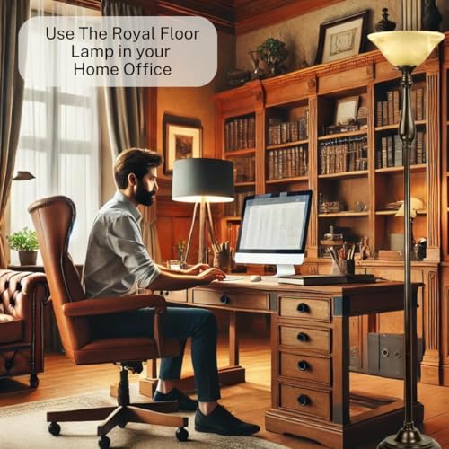 LIGHTACCENTS Royal Bronze Torchiere with Amber Alabaster Shade ? Standing Light for Bedroom, Living Room, Office, Reading Corner ? Floor Lamp for Home D?cor, Ambient Uplight Accent