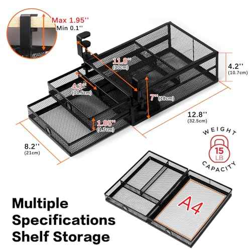 ROSYLINE Under Desk & Desktop Drawer Organizer - 2-Tier Metal Slide Out Drawers Organizer, Storage for Home Office Desk (Black)