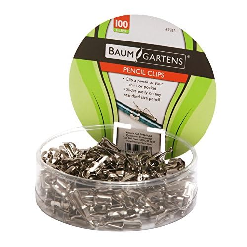 Baumgartens Pencil Clips 100 Pack Chrome (67953)