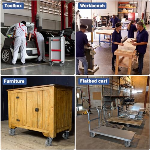 5" Caster Wheels Heavy Duty 2000 lbs£¬Swivel Casters Set of 4, Industrial Plate Casters, Semi Steel Cast Iron Wheels for Furniture,Workbench (2 Swivel & 2 Brakes)