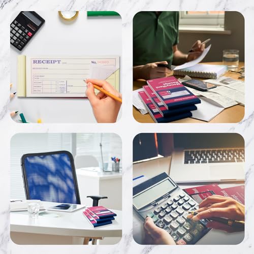6 Pack Receipt Book with Carbon Copies, 2-Part Carbonless, 50 Sets Each