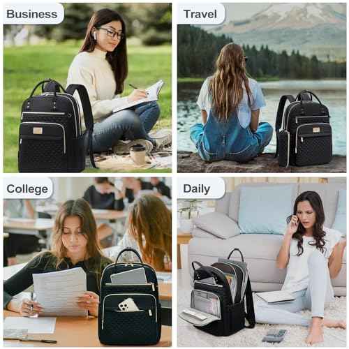 Laptop Backpack for Women,15.6 Inch Laptop Backpack for Work,Water Resistant Travel Backpack,College Bookbag with Wallet
