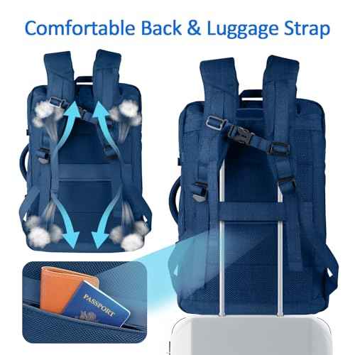 Large Travel Laptop Backpack for Men, 50L Carry On Backpack, Expandable Laptop Bag Water Resistant Overnight Weekender Gym Daypack Traveling Backpack, Traveler Gifts, Blue