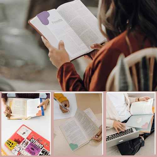 Leather Heart Bookmarks - Winjeto 6 Pieces Cute Corner Page Book Marks for Teachers Students Book Reading Lovers, for School Office Home Supplies (Love£¨6pcs£©)