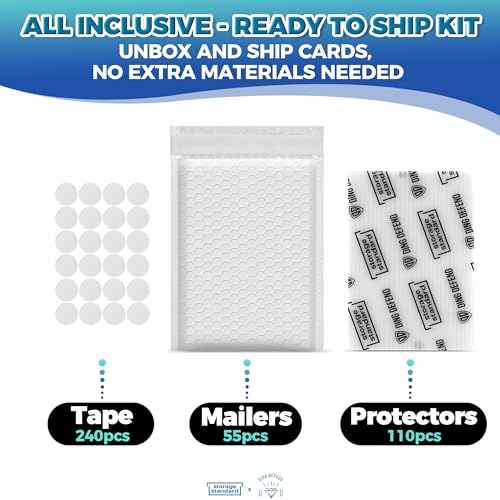 Ding Defend Card Shipping Kit Envelope Bubble Mailers - Includes 110 4¡¯¡¯ x 6¡¯¡¯ Semi-Transparent Small Padded Envelopes/Protectors, 55 Small Bubble Mailers, 240 Tape Seals for Collectible Cards & Slabs