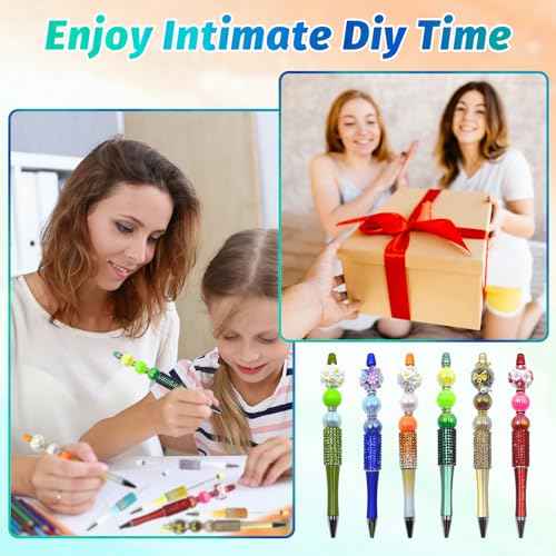 75 Pcs DIY Diamond Beadable Pen Kit - 25 Plastic Rhinestone Beaded Pens Bulk with Refills & Bags - Fancy Cute Glitter Pens for Crafting, Students & Teachers ? School Supplies, Office Item