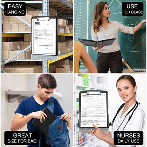 Clipboard with Storage, Large Capacity Nursing Clipboards with Low Profile Clip, Heavy Duty Plastic Storage 8.5x11 Clip Board with Pen Holder, Side-Opening, A4 Organization Box for Writing