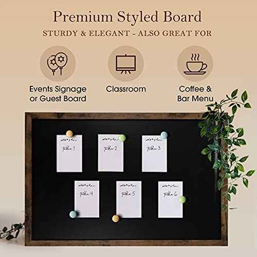 Loddie Doddie Magnetic Chalkboard & Magnet Board - 24" x 36" Rustic Wood Frame - Easy-Erase Stain-Resistant - Hanging Wall Chalkboard