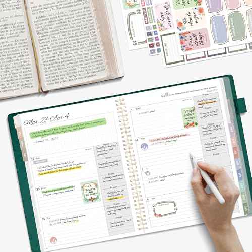 2026 Christian Planner - 12 Month Bible Journal and Prayer Planner 9"x11.2" Spiral Bound, Monthly & Weekly Christian Organizer Gifts for Women Men (Pacific Green)
