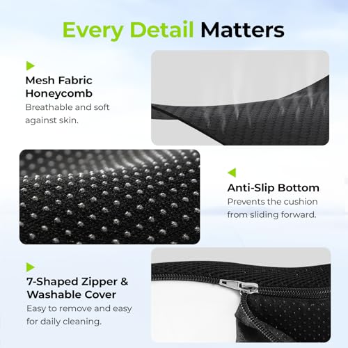 AUVON Ergonomic Donut Pillow Seat Cushion for Hemorrhoid & Tailbone Pain Relief, Thick Memory Foam Chair Cushions with Firm Support for Coccyx, Sciatica, Pressure Sores, Pregnancy, Postpartum Recovery