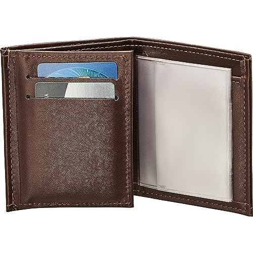 Perfect Fit Shield Wallets Large Shield with Eagle Top Recessed Badge Wallet Fits for Blackinton B736 (Cutout PF15 3.5 inches Height x 2.5 inches Width) Brown Leather