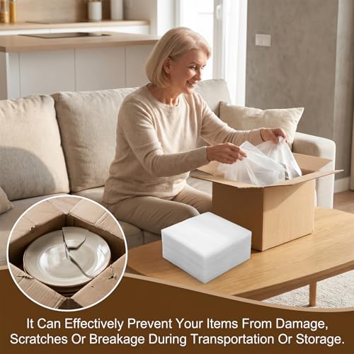 12"x12" Foam Wrap Sheets for Packing, 50 Pack Dish Packing Supplies