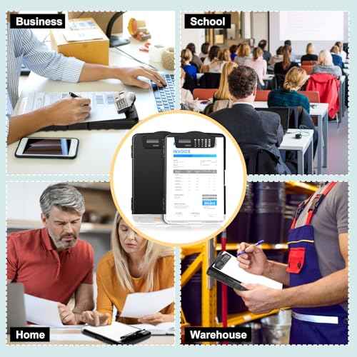 Geyoga 2 Packs Calculator Clipboard with Storage 14 x 10 x 2.6 Inches File Folder Plastic Storage Clipboard Letter Size File Folder with Low Profile Clip for School Classroom Office