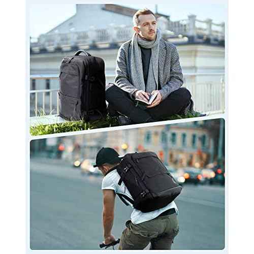 BAGSMART 40L Black Travel Laptop Backpack with Packing Cubes and Shoe Bag