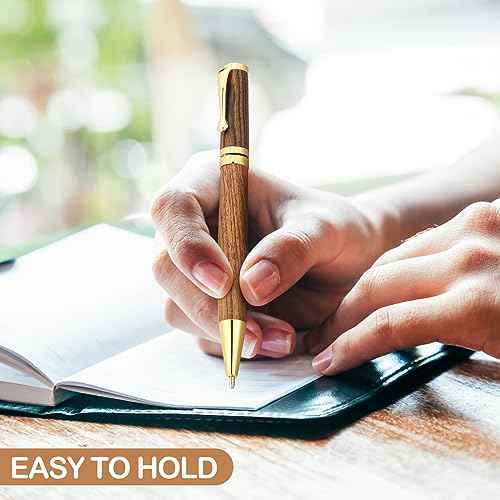 Yeaqee 18 Pcs Luxury Wood Ballpoint Pens 1.0mm Elegant Fancy Wooden Black Ink Pens Graduation Gift for Men Women Employee Teacher Journaling Executive Business