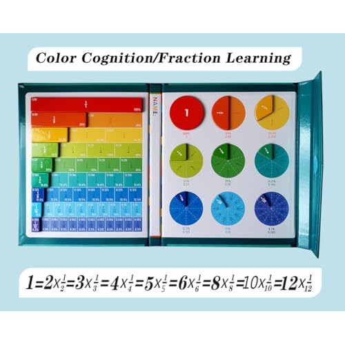 Magnetic Fraction Educational Puzzle Fraction Tiles and Circles, Equip Magnetic Score Disk Demonstrator,Math Manipulatives Enhance Early Primary School Students Mathematical Skills