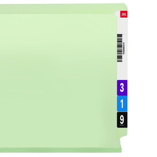 Smead End Tab Pressboard Fastener File Folder with SafeSHIELD Fasteners, 2 Fasteners, 1" Expansion, Letter Size, Gray/Green, 25 per Box (34705)