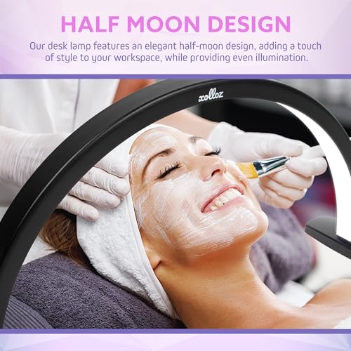 Half Moon Light for Nail Desk, ? 2000 Lumen Half Moon Aluminum Table Lamp Nail Desk Lamp with Wire Controller & Remote, LED Brightness for Beauty Tattoo Crafts, Eyelash Makeup, Lash Tech Black